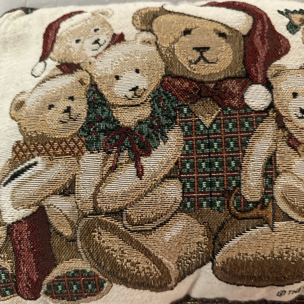 The Fraser Collection Vintage Santa Teddy Bears Tapestry Pillow 13x17‎